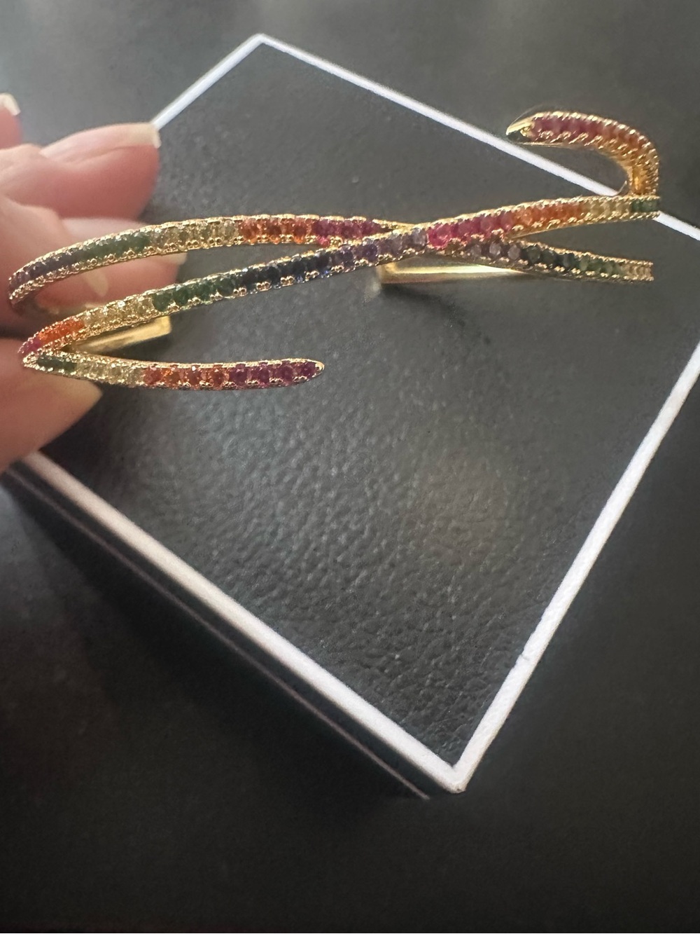 Gold Vibrant Colors Crystal Wrap Cuff NWOT In Original Packaging - Picture 6 of 6